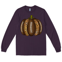 Plum American Football Pumpkin Long Sleeve Tee - texasbilliewilder