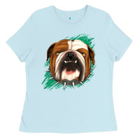 Baby Blue Bulldog Green glitter Ladies Tee - Jasminsmagicworld