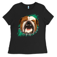 Black Bulldog Green glitter Ladies Tee - Jasminsmagicworld