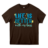 Chocolate Brown life is better with my boys Heavy Core Tee - MaliasSmallBusiness