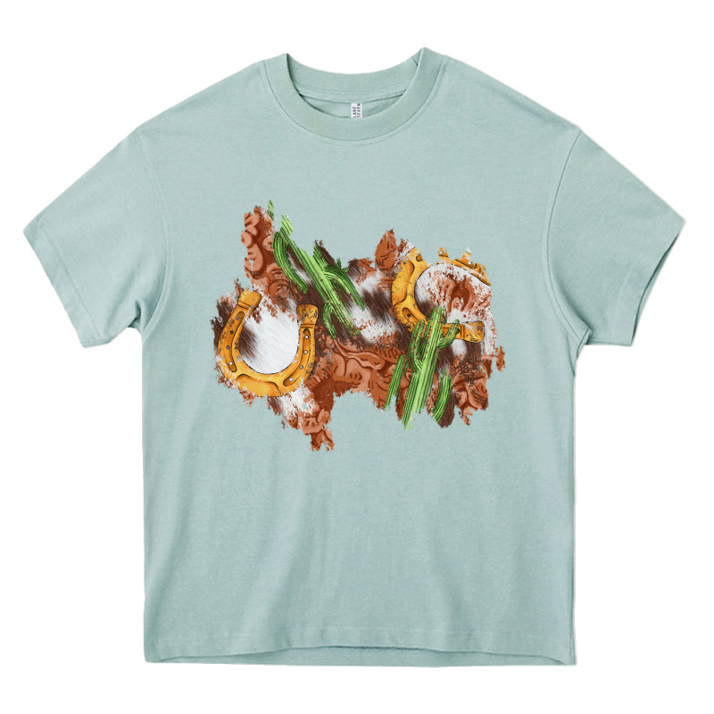 Horseshoe Cowhide Cactus Patch Heavy Core Tee by AdoDesignShop | Teevron