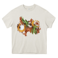 Cream horseshoe cowhide cactus patch Heavy Core Tee - AdoDesignShop