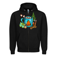 Black Camping Coffee Zipper Hoodie - FaDigitalArtStudio