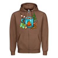 Chestnut Camping Coffee Zipper Hoodie - FaDigitalArtStudio