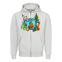 Dove Grey Camping Coffee Zipper Hoodie - FaDigitalArtStudio