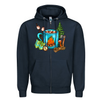 Navy Camping Coffee Zipper Hoodie - FaDigitalArtStudio