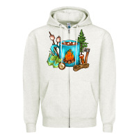 Oatmeal Heather Camping Coffee Zipper Hoodie - FaDigitalArtStudio