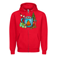Red Camping Coffee Zipper Hoodie - FaDigitalArtStudio
