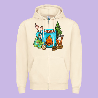 Camping Coffee Zipper Hoodie Designed By Fadigitalartstudio
