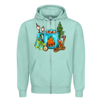 Seafoam Camping Coffee Zipper Hoodie - FaDigitalArtStudio