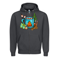 Smoke Camping Coffee Zipper Hoodie - FaDigitalArtStudio