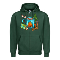 Sports Green Camping Coffee Zipper Hoodie - FaDigitalArtStudio