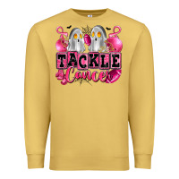 Antique Gold tackle cancer with ghosts playing football Premium Sweatshirt - LillyAllenDesigns