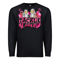Black tackle cancer with ghosts playing football Premium Sweatshirt - LillyAllenDesigns