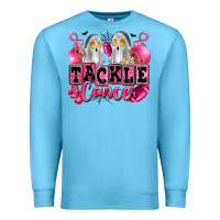Ocean Blue tackle cancer with ghosts playing football Premium Sweatshirt - LillyAllenDesigns