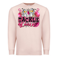 Pale Pink tackle cancer with ghosts playing football Premium Sweatshirt - LillyAllenDesigns
