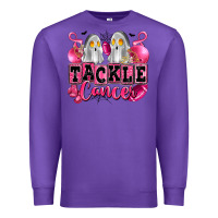 Purple tackle cancer with ghosts playing football Premium Sweatshirt - LillyAllenDesigns