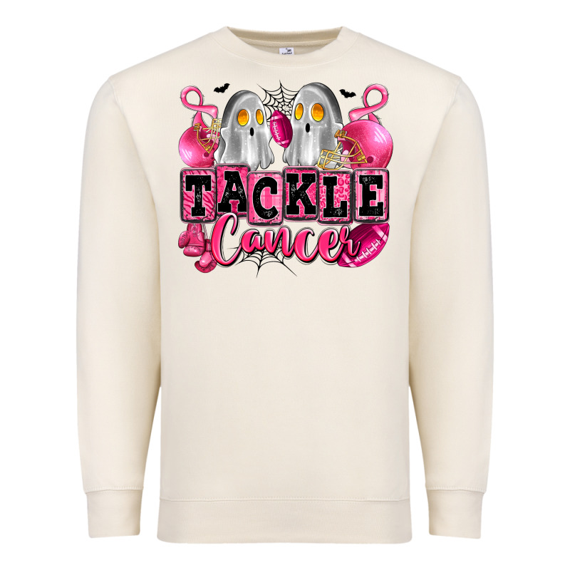 Tackle Cancer With Ghosts Playing Football Premium Sweatshirt by LillyAllenDesigns | Teevron