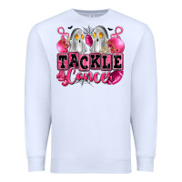 White tackle cancer with ghosts playing football Premium Sweatshirt - LillyAllenDesigns