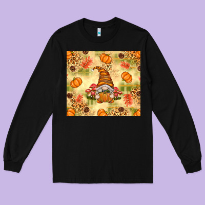 Fall Pumpkins And Gnome With Leopard Long Sleeve Tee Designed By Texasbilliewilder