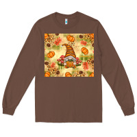 Chestnut Fall Pumpkins and Gnome with Leopard Long Sleeve Tee - texasbilliewilder