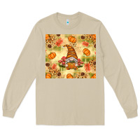 Mushroom Fall Pumpkins and Gnome with Leopard Long Sleeve Tee - texasbilliewilder