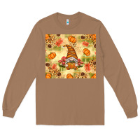 Toasted Coconut Fall Pumpkins and Gnome with Leopard Long Sleeve Tee - texasbilliewilder