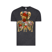 Vintage Black flower skeleton Vintage Tee - RanaPortraitStore