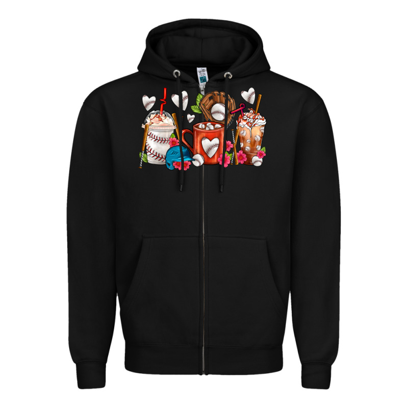 Baseball Coffee Cups Zipper Hoodie by FaDigitalArtStudio | Teevron