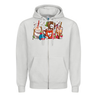 Dove Grey Baseball Coffee Cups Zipper Hoodie - FaDigitalArtStudio