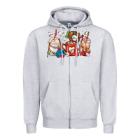 Heather Grey Baseball Coffee Cups Zipper Hoodie - FaDigitalArtStudio