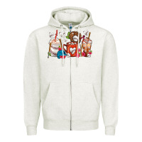 Oatmeal Heather Baseball Coffee Cups Zipper Hoodie - FaDigitalArtStudio