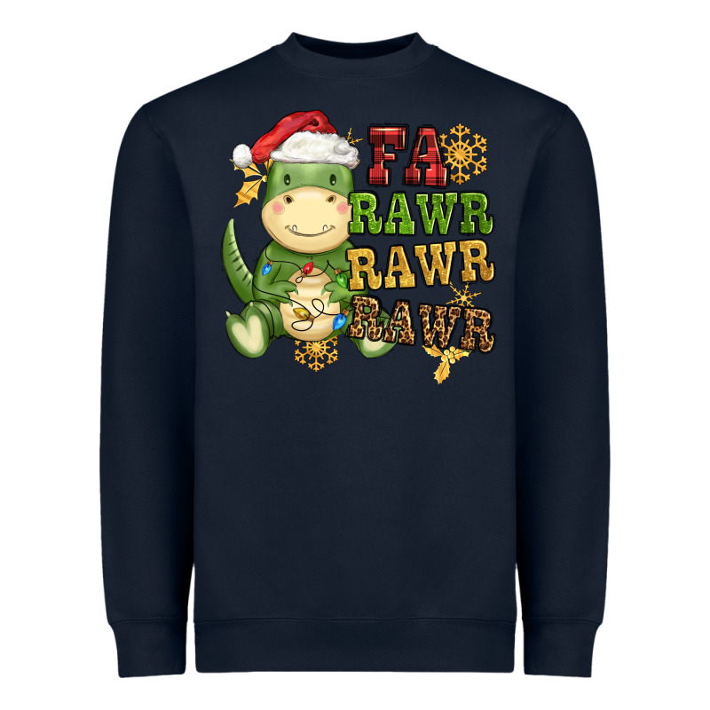 Watercolor T Rex Fa Rawr Rawr Rawr Christmas Heavyweight Sweatshirt by CowGirlArtShop | Teevron