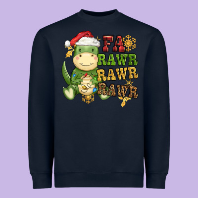 Watercolor T Rex Fa Rawr Rawr Rawr Christmas Heavyweight Sweatshirt Designed By Cowgirlartshop