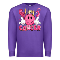 Purple hey cancer with middle fingers Premium Sweatshirt - LillyAllenDesigns