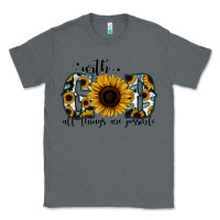 Charcoal Heather with god all things are possible sunflower Classic Tee - Jasminsmagicworld