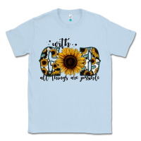 Dusty Blue with god all things are possible sunflower Classic Tee - Jasminsmagicworld