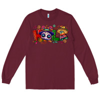 Burgundy Hola Cinco De Mayo Long Sleeve Tee - NancyCooperArtShop