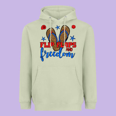 Flip Flops And Freedom Heavyweight Hoodie Designed By Bundleandbundleshop