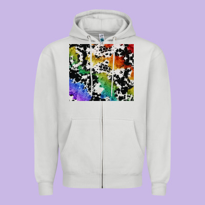 Rainbow Pride Cowhide Tumbler Zipper Hoodie Designed By Fadigitalartstudio