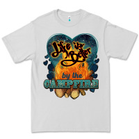 Dove Grey life is better by the campfire Premium Tee - NancyCooperArtShop