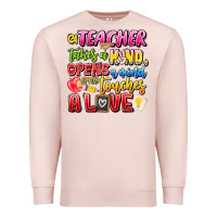Pale Pink a Teacher Takes a Hand Opens a mind and Touches A Premium Sweatshirt - CowhideDigitalArt