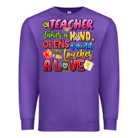 Purple a Teacher Takes a Hand Opens a mind and Touches A Premium Sweatshirt - CowhideDigitalArt
