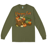 Army Green Happy Fall Y'all Long Sleeve Tee - texasbilliewilder