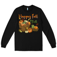 Black Happy Fall Y'all Long Sleeve Tee - texasbilliewilder