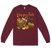 Burgundy Happy Fall Y'all Long Sleeve Tee - texasbilliewilder