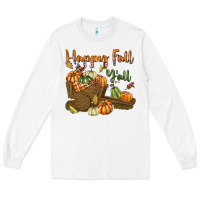White Happy Fall Y'all Long Sleeve Tee - texasbilliewilder
