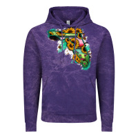 Cloud Purple Florida Map Sunflower Cactus Serape Vintage Hoodie - RanaPortraitStore