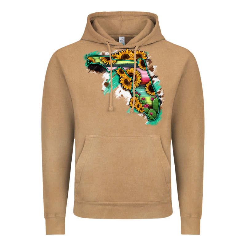 Florida Map Sunflower Cactus Serape Vintage Hoodie by RanaPortraitStore | Teevron
