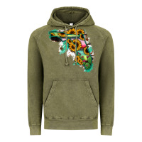 Vintage Olive Florida Map Sunflower Cactus Serape Vintage Hoodie - RanaPortraitStore